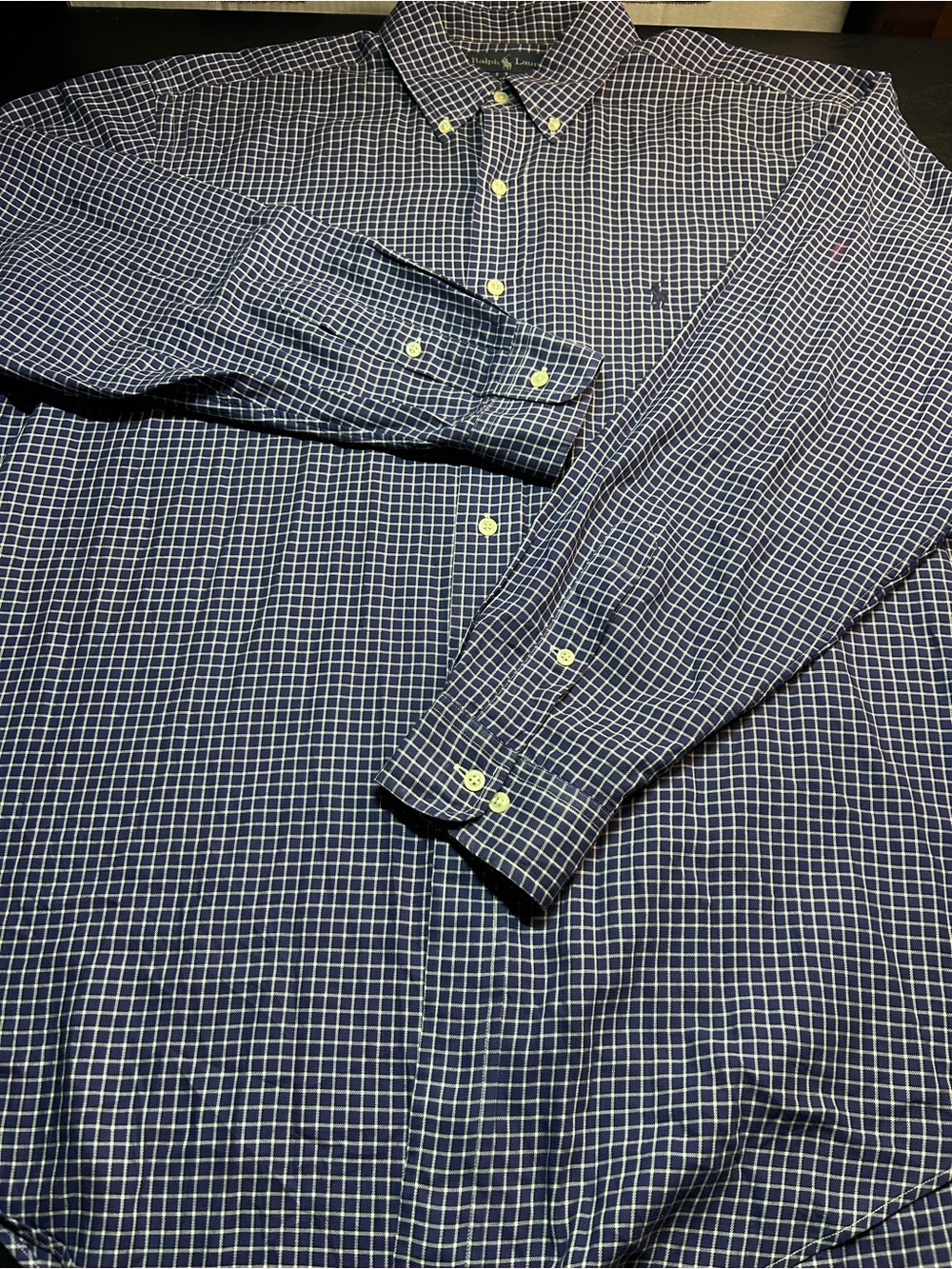 Ralph Lauren Yarmouth Men’s Large 16.5 / 34–35 Blue & White Check Button-Down